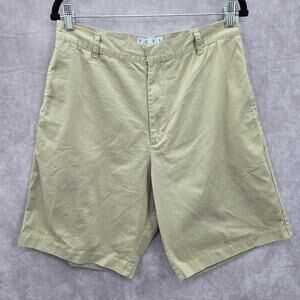 Real Comfort Tan Flat Front Bermuda Bottoms Cotton Pants‎ Shorts Plus 14